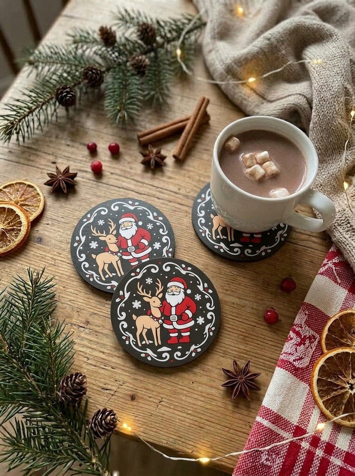 Santa & Reindeer Christmas Coaster