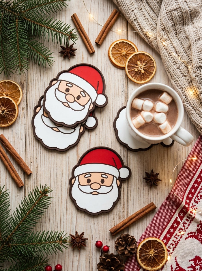 Santa Face Christmas Coaster
