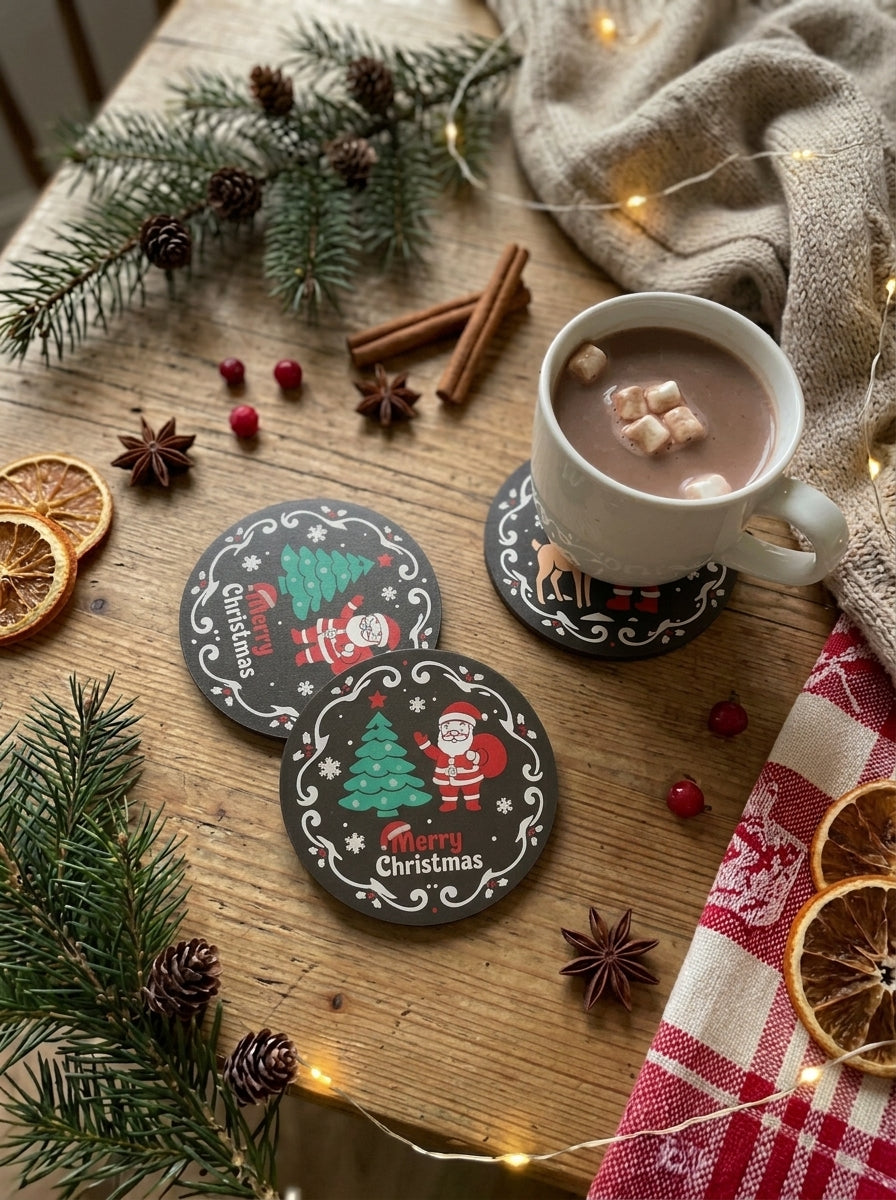 Santa & Tree Christmas Coaster